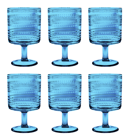 Beaded Stacking Goblet, Clear, 14.8 oz: Blue - Bria Blair Creative