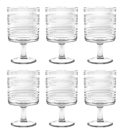 Beaded Stacking Goblet, Clear, 14.8 oz: Blue - Bria Blair Creative