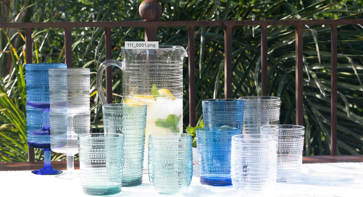 Beaded Stacking Goblet, Clear, 14.8 oz: Blue - Bria Blair Creative