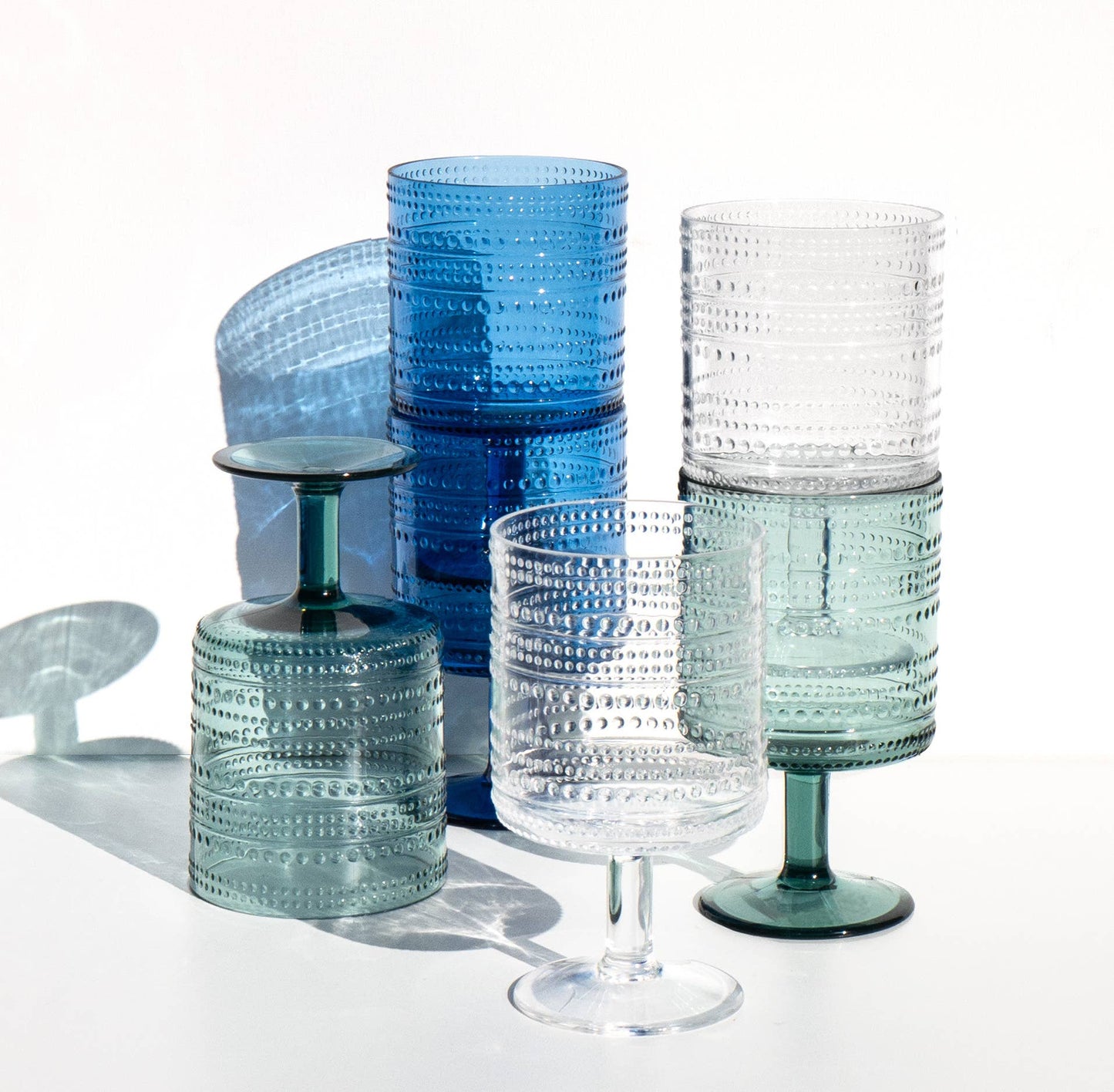 Beaded Stacking Goblet, Clear, 14.8 oz: Clear - Bria Blair Creative