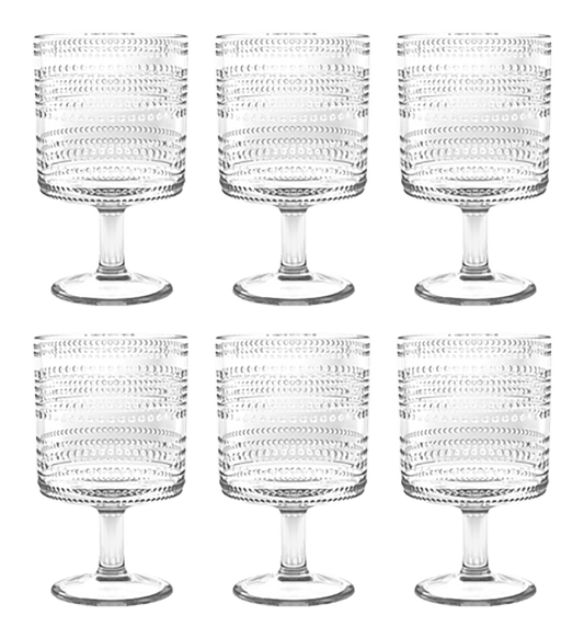 Beaded Stacking Goblet, Clear, 14.8 oz: Clear - Bria Blair Creative