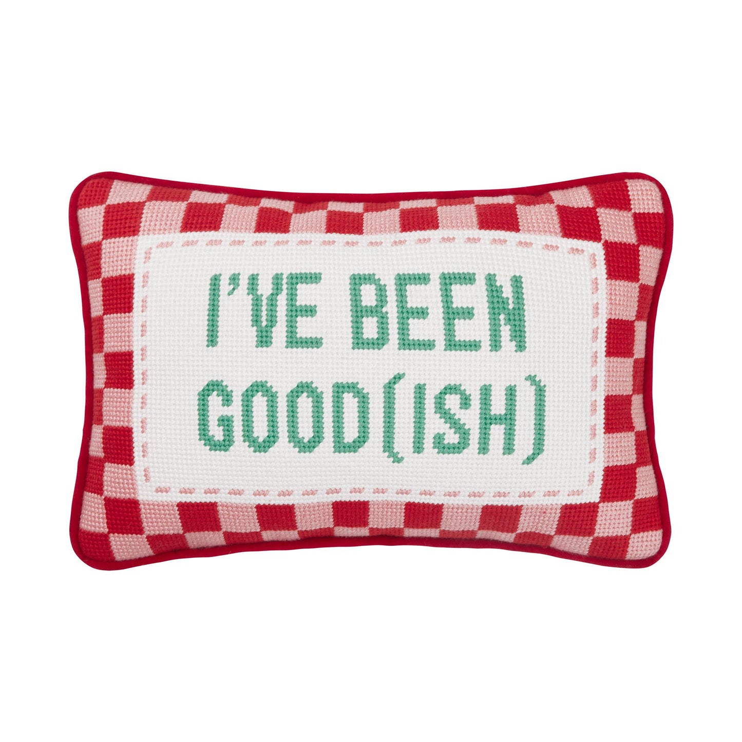 Been Good(Ish) Embroidered Needlepoint Pillow - Bria Blair Creative