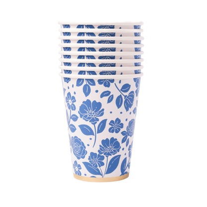BELLE BLUE ELEGANT FLORAL CUPS - Bria Blair Creative