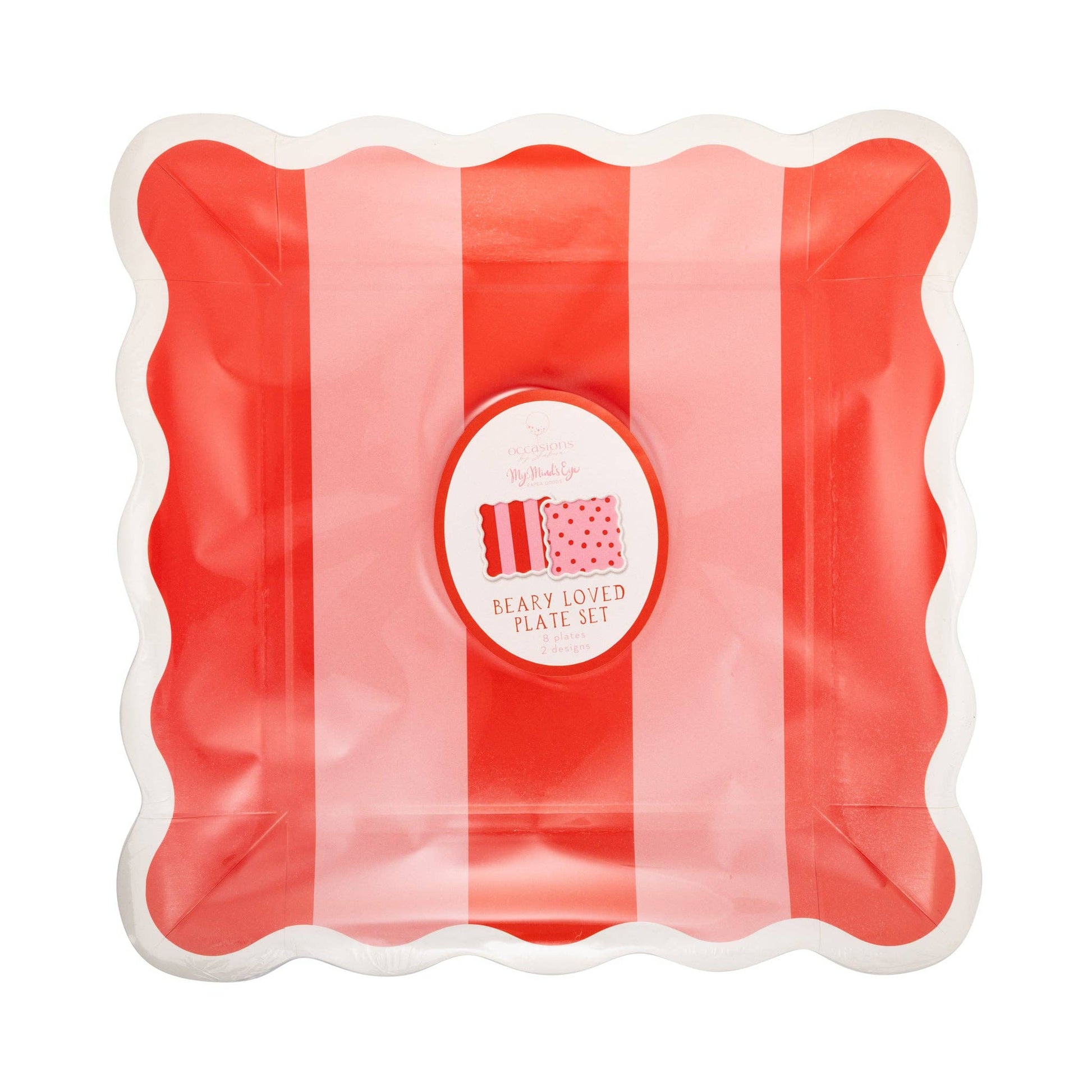 BER1241 - Occasions Beary Loved Stripe and Polka Plate Set - Bria Blair Creative