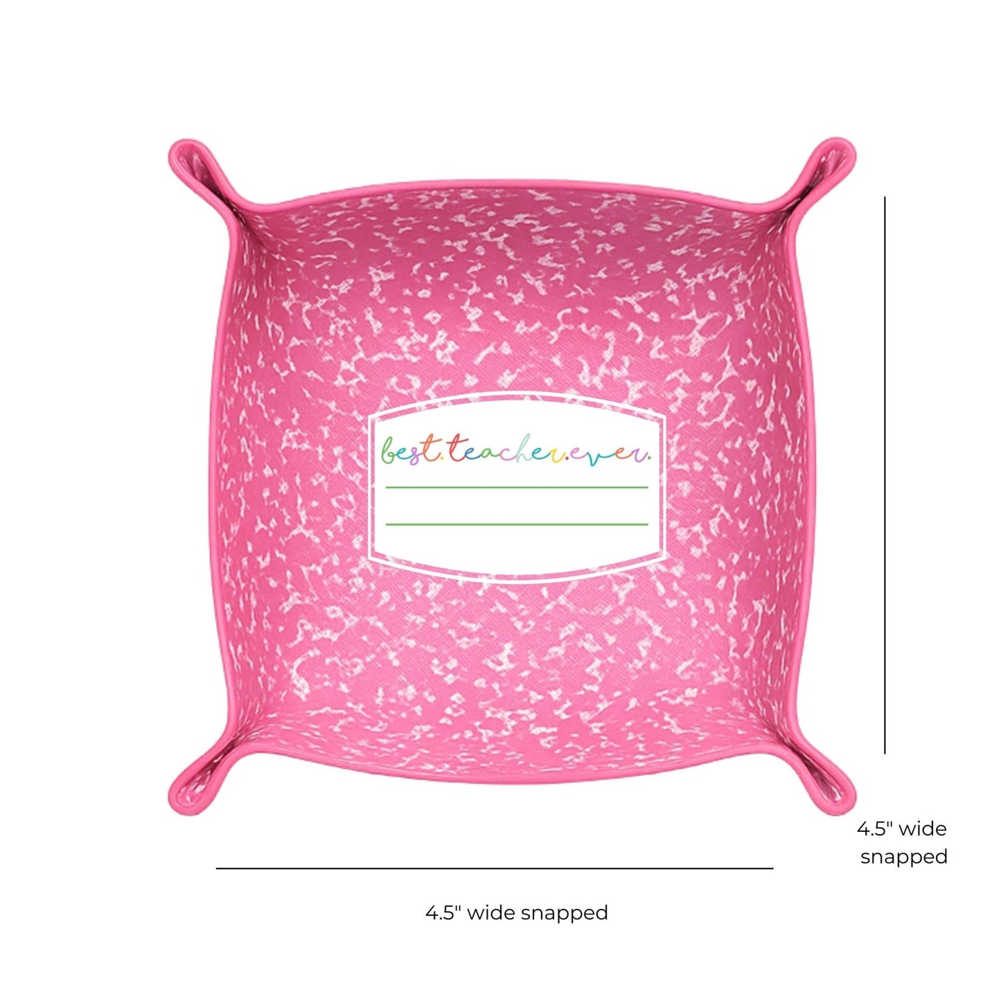 Best Teacher Ever Gift | Saffiano Leatherette catchall tray: Black Composition - Bria Blair Creative