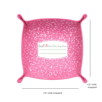 Best Teacher Ever Gift | Saffiano Leatherette catchall tray: Black Composition - Bria Blair Creative