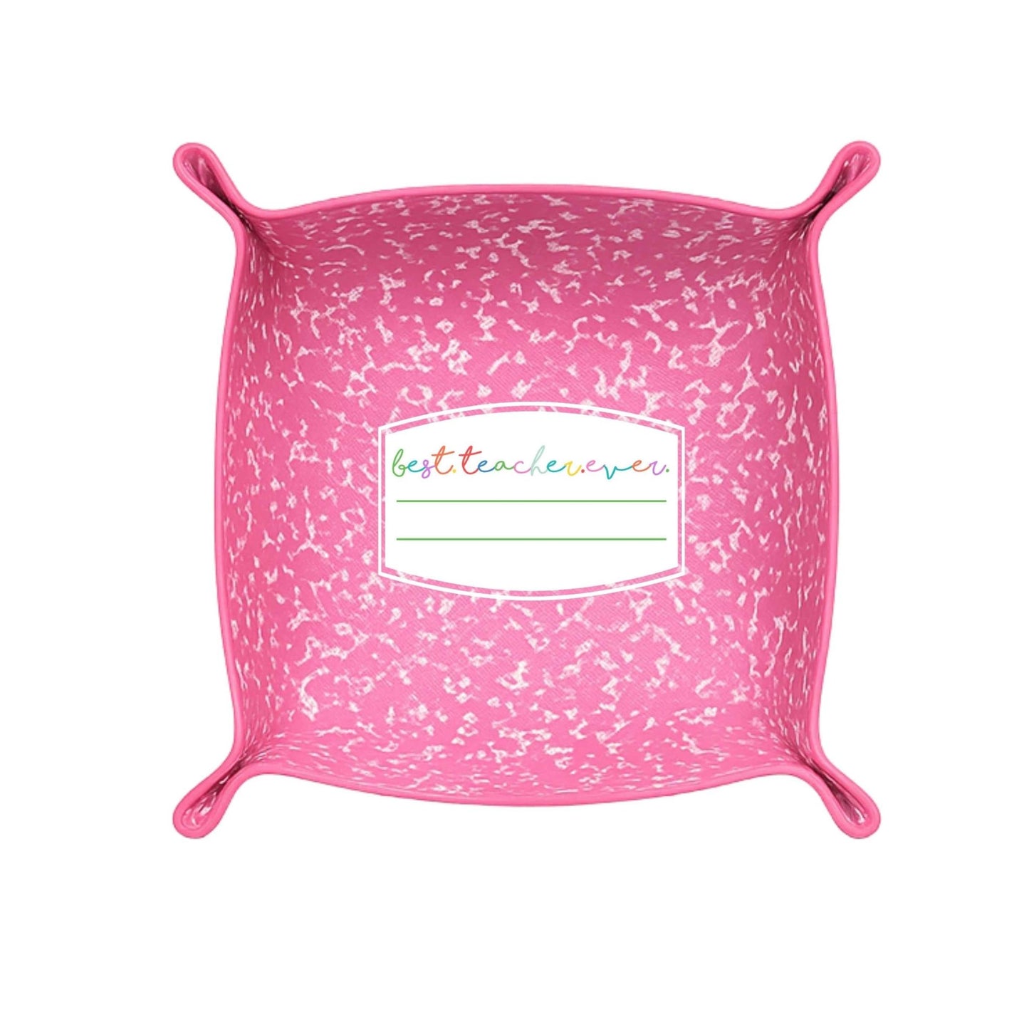 Best Teacher Ever Gift | Saffiano Leatherette catchall tray: Black Composition - Bria Blair Creative
