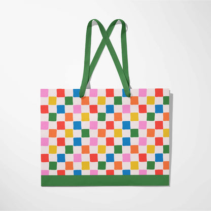 Checkered Colorful Gift Paper Bag Premium | Large: 17x13