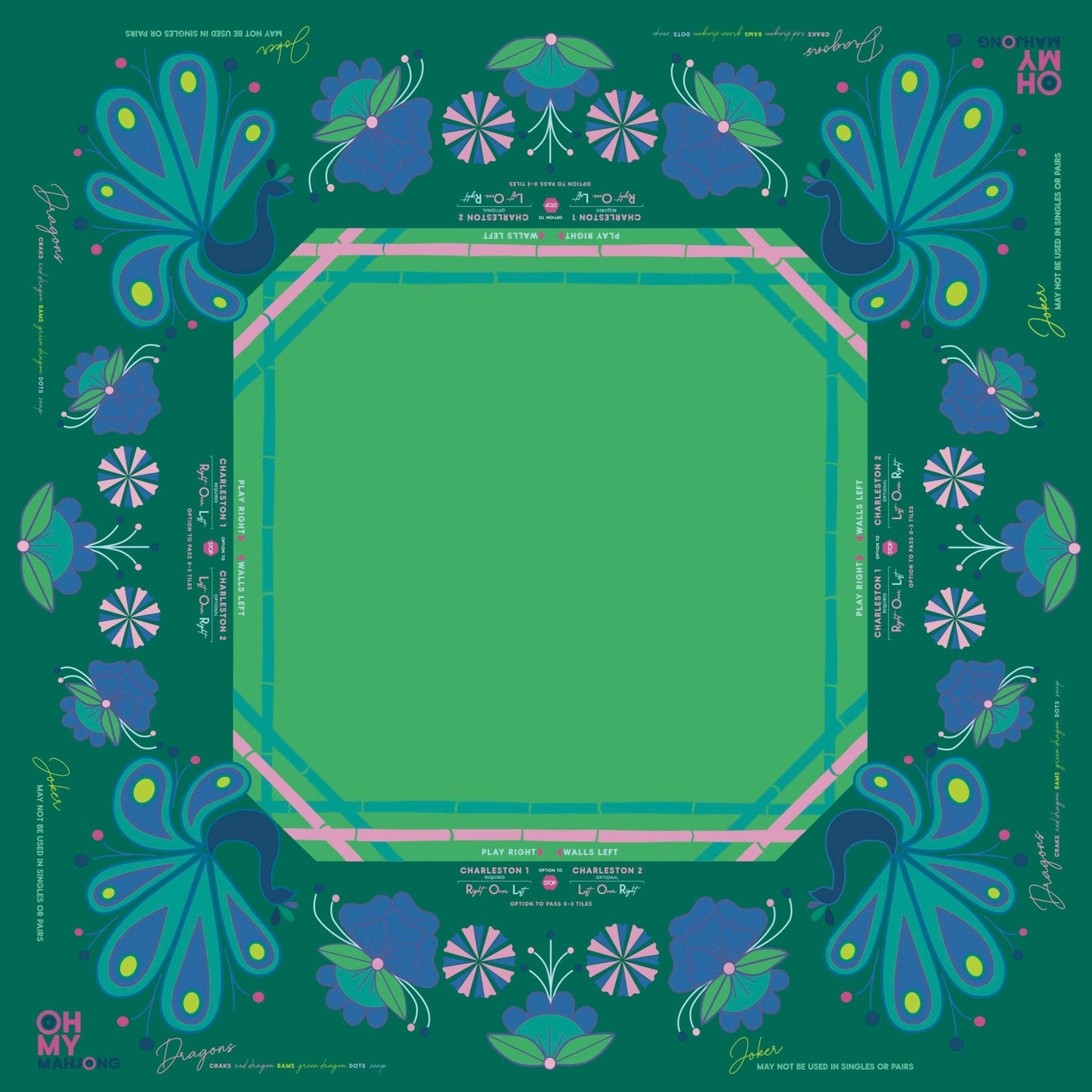 Birdie Green Mahjong Mat - Bria Blair Creative
