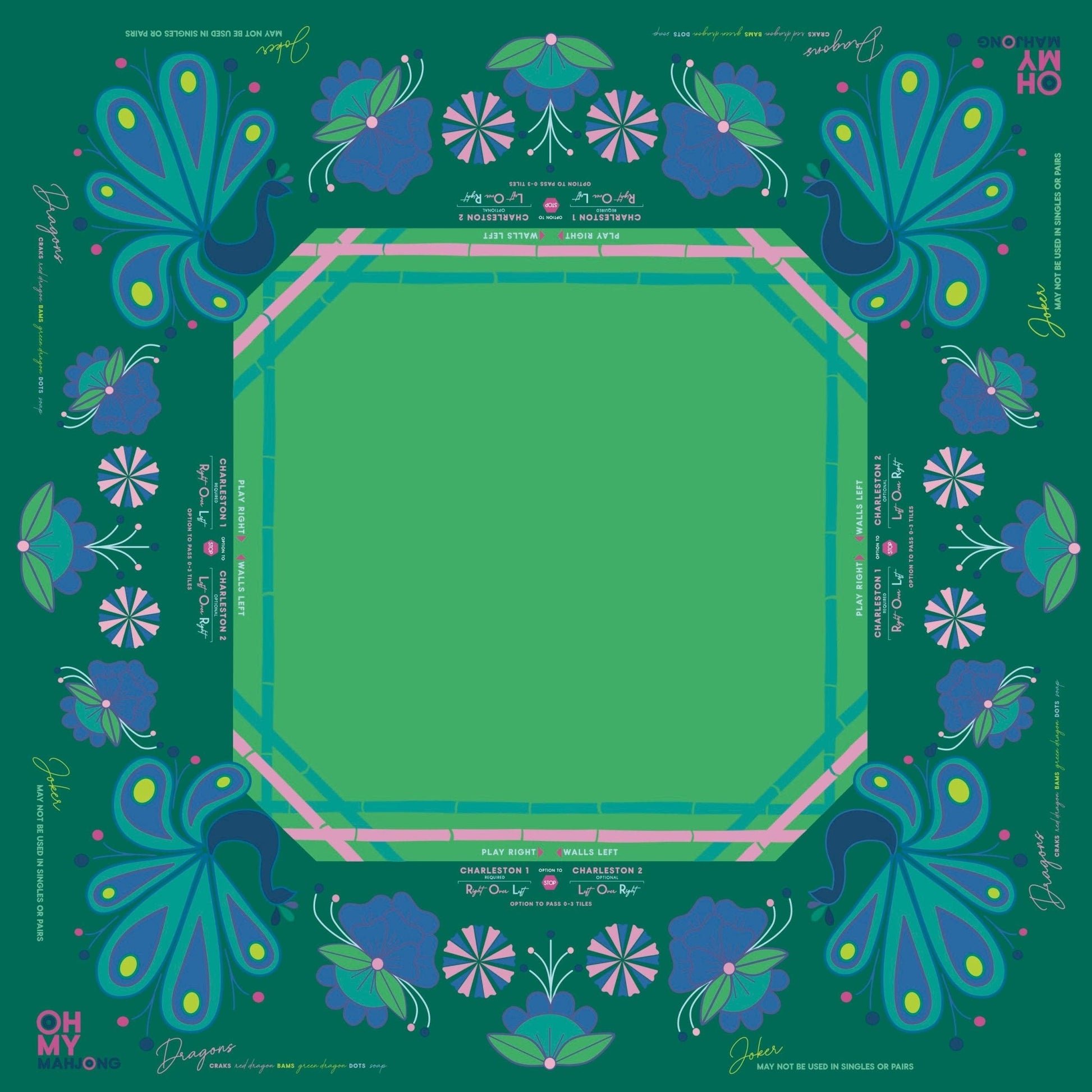 Birdie Green Mahjong Mat - Bria Blair Creative