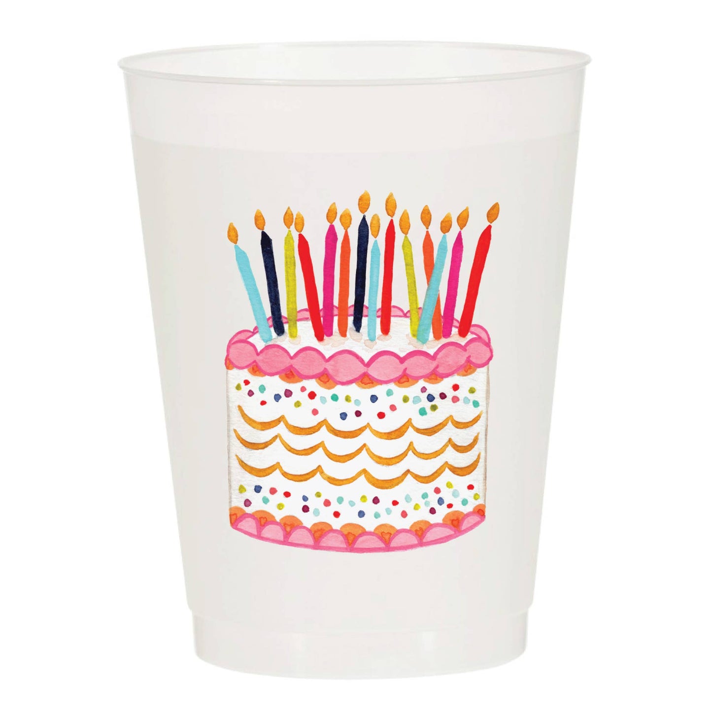 Birthday Cake Watercolor Frosted Cups - Birthday: Pack of 6 - Bria Blair Creative