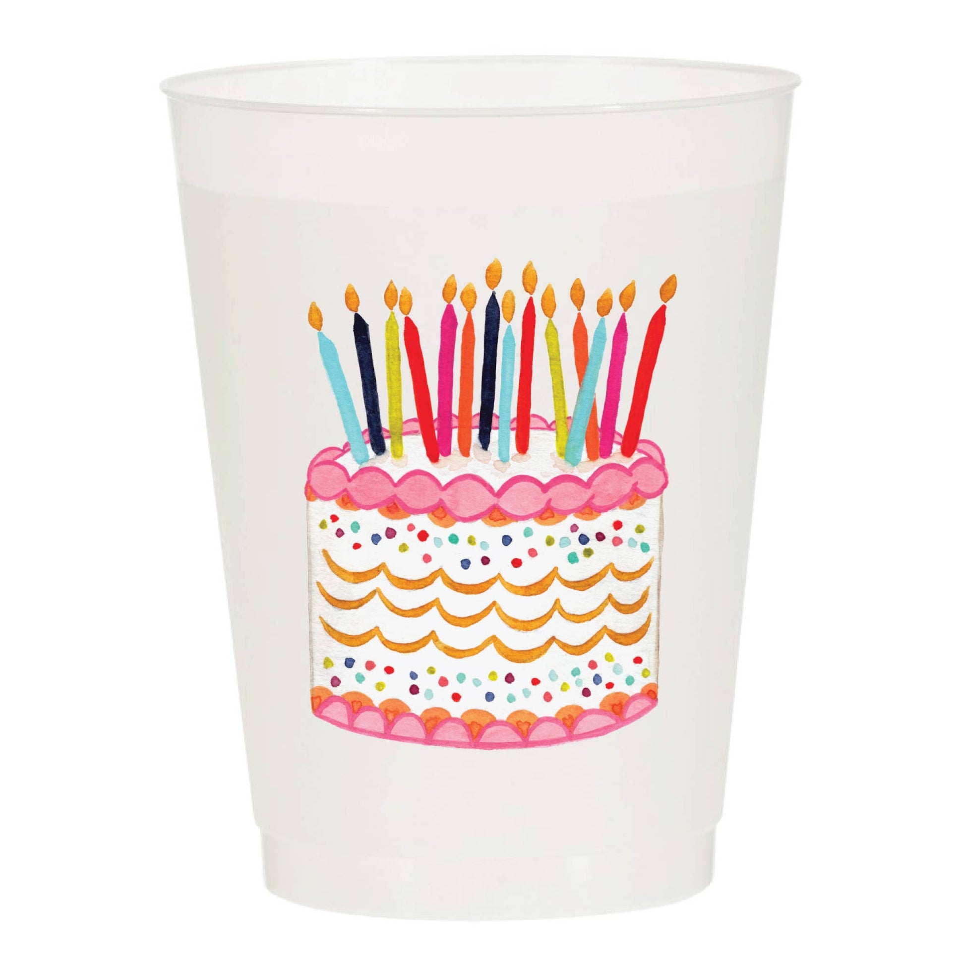 Birthday Cake Watercolor Frosted Cups - Birthday: Pack of 6 - Bria Blair Creative
