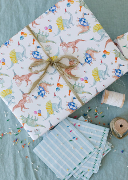 Birthday Dinosaurs Gift Wrap: Roll of 3 sheets - Bria Blair Creative