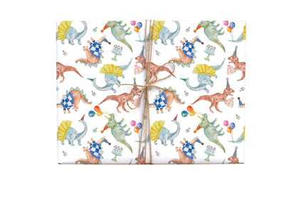 Birthday Dinosaurs Gift Wrap: Roll of 3 sheets - Bria Blair Creative