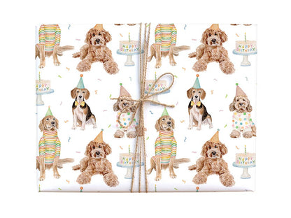 Birthday Dogs Gift Wrap: Roll of 3 sheets - Bria Blair Creative
