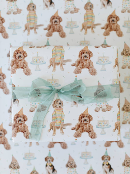 Birthday Dogs Gift Wrap: Roll of 3 sheets - Bria Blair Creative