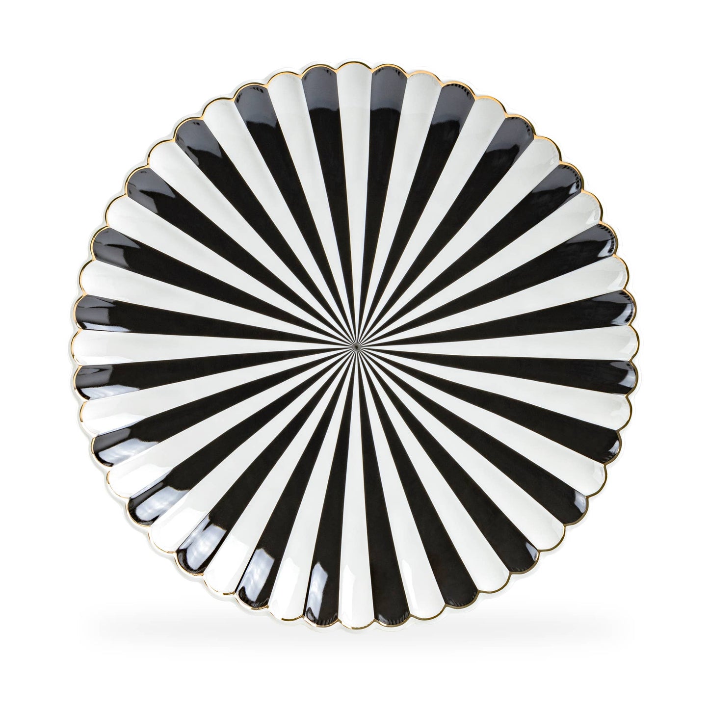 Black and White 12.5" Scallop Fine Porcelain Charger Plate - Bria Blair Creative