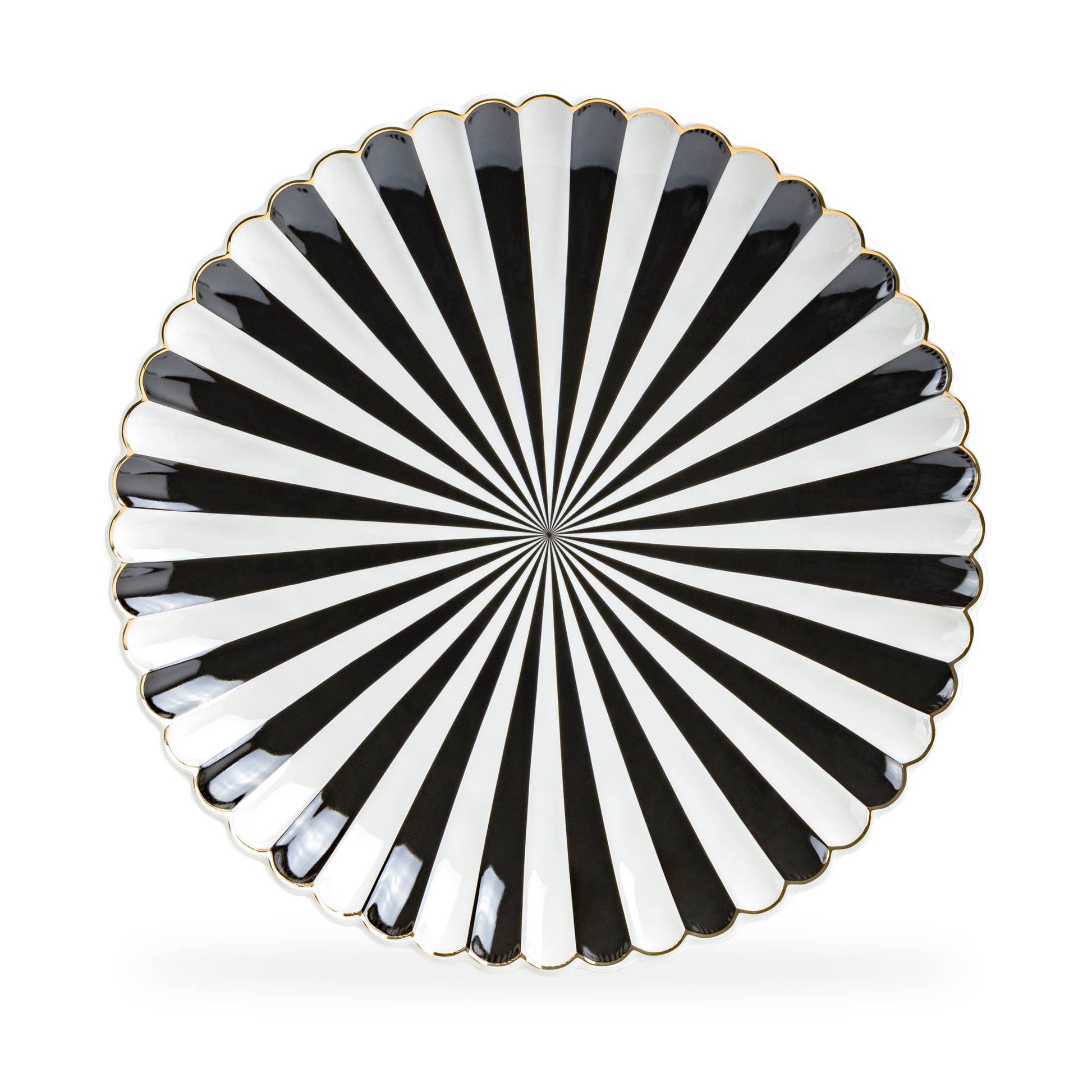 Black and White 12.5" Scallop Fine Porcelain Charger Plate - Bria Blair Creative