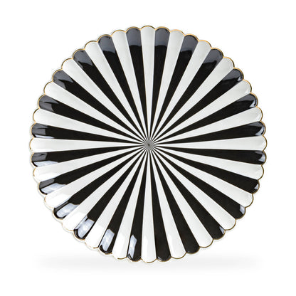 Black and White 12.5" Scallop Fine Porcelain Charger Plate - Bria Blair Creative
