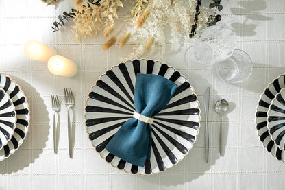 Black and White 12.5" Scallop Fine Porcelain Charger Plate - Bria Blair Creative