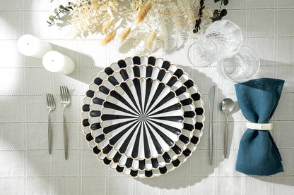 Black and White 12.5" Scallop Fine Porcelain Charger Plate - Bria Blair Creative