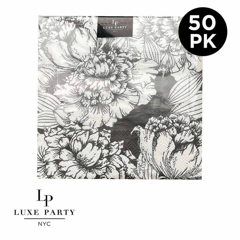 Black and White Paper Cocktail Napkins | 50 Napkins: 50 Beverage Napkins - 5" x 5" - Bria Blair Creative