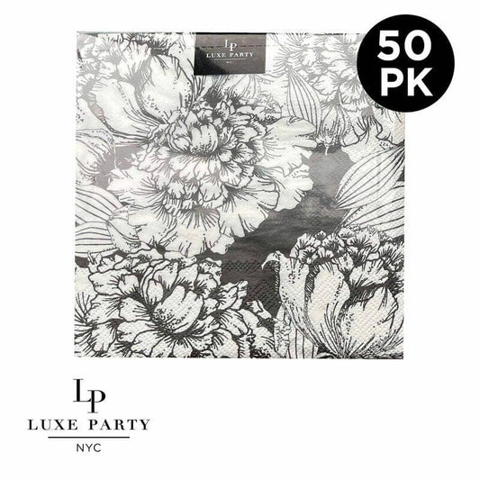 Black and White Paper Cocktail Napkins | 50 Napkins: 50 Beverage Napkins - 5" x 5" - Bria Blair Creative