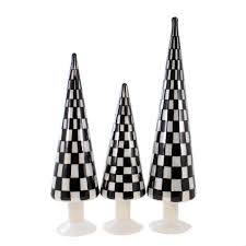 Black Checkered Christmas Tree Tabletop Decorations Set of 3 - Bria Blair Creative