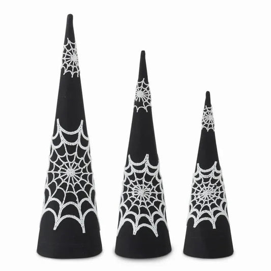 BLACK CONE TREE WITH BEADED SPIDER WEB - SM - Bria Blair Creative