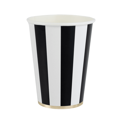 BLACK NOIR CABANA STRIPE CUPS - Bria Blair Creative