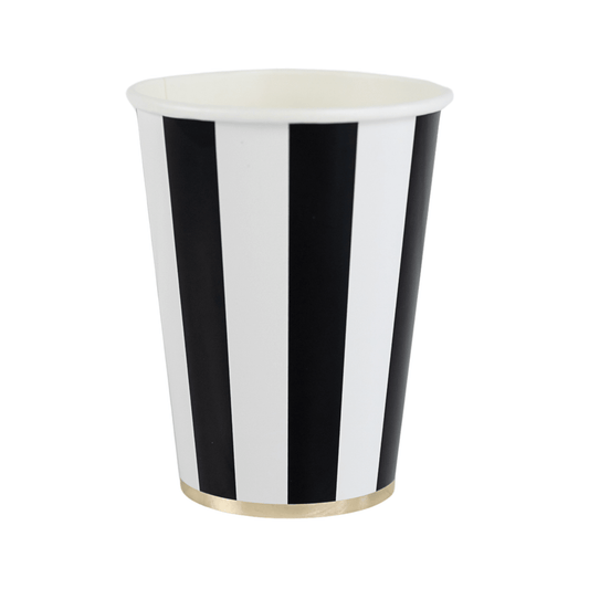 BLACK NOIR CABANA STRIPE CUPS - Bria Blair Creative