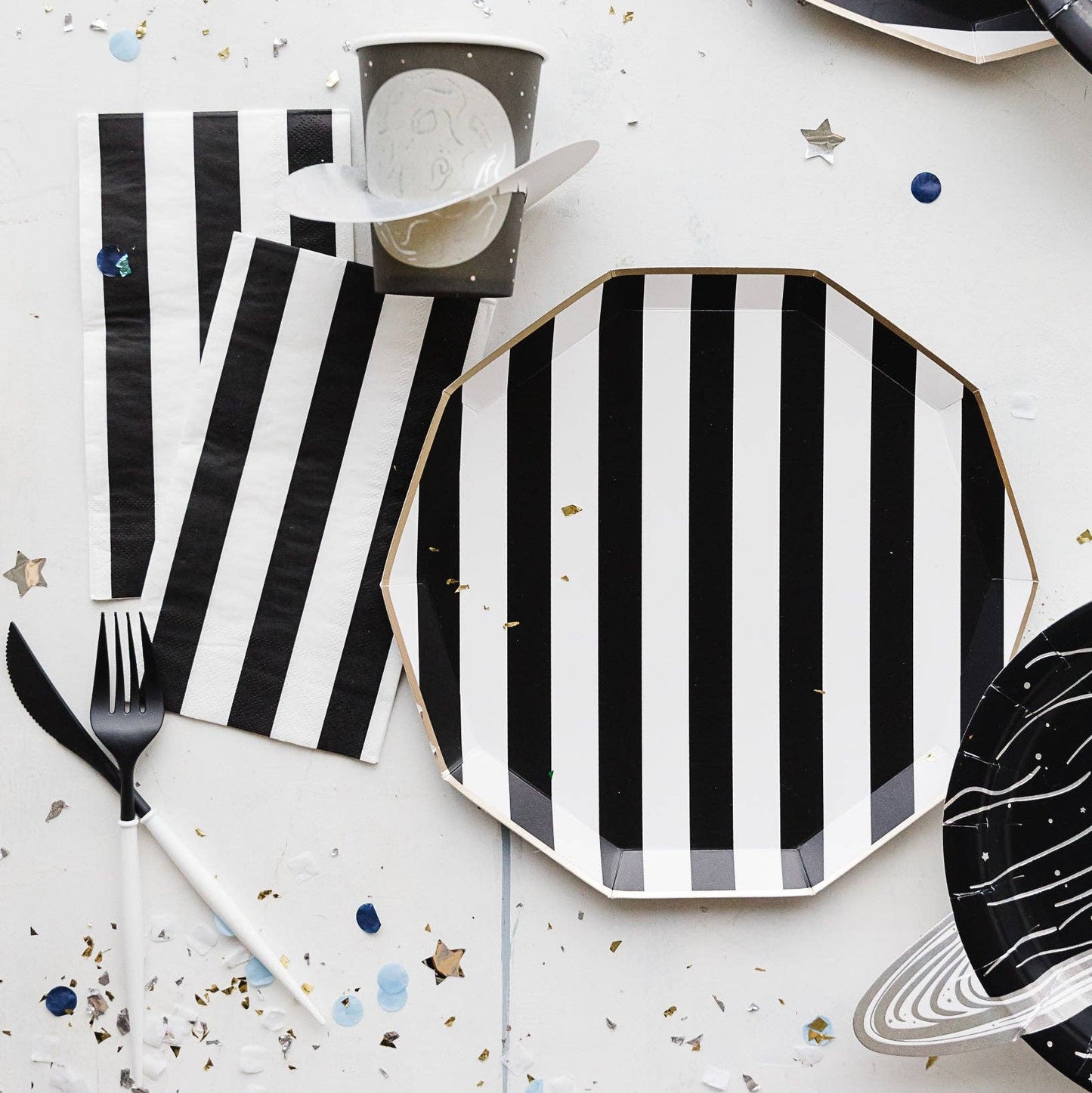 BLACK NOIR CABANA STRIPE GUEST TOWELS - Bria Blair Creative