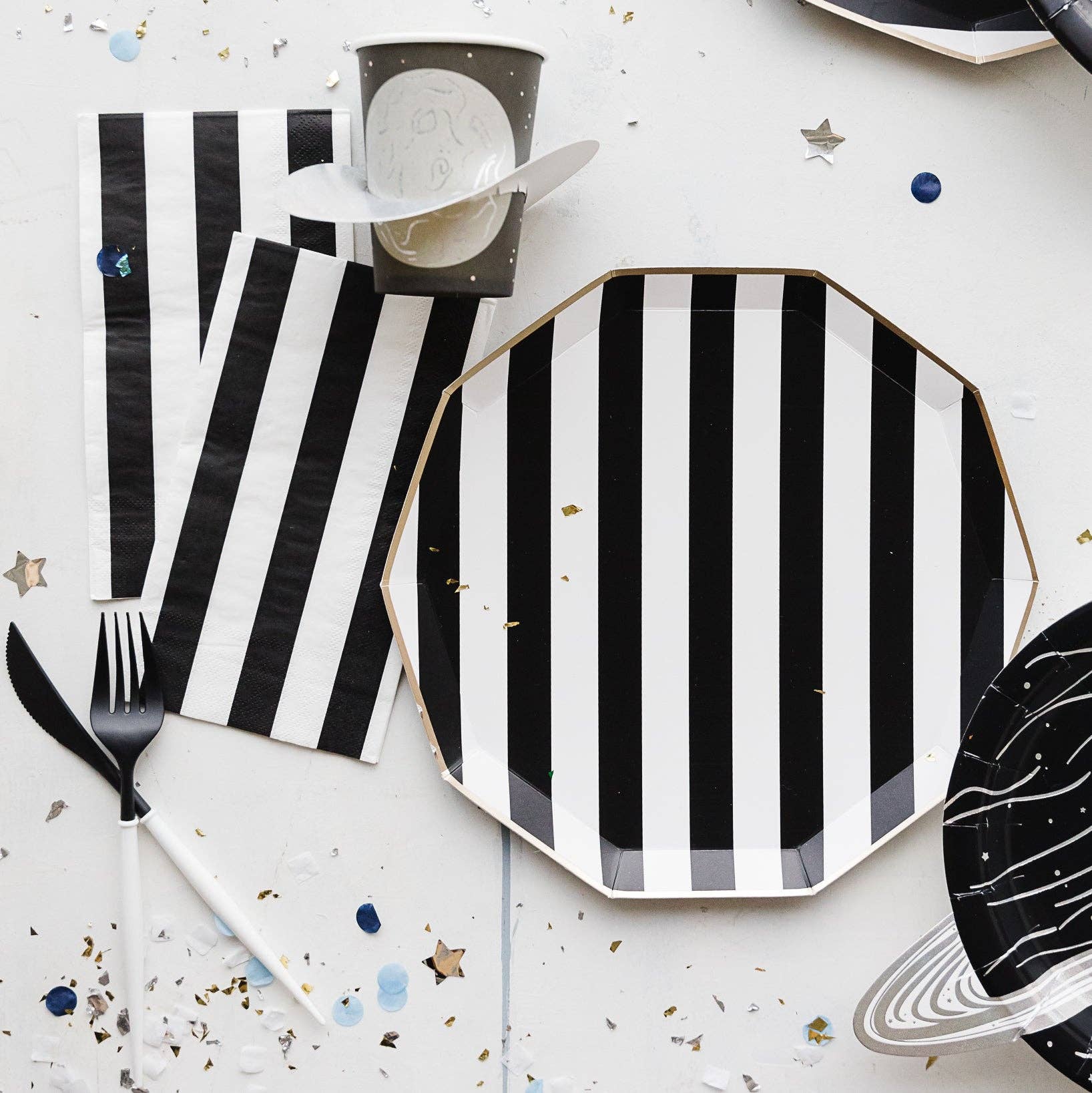 BLACK NOIR CABANA STRIPE GUEST TOWELS - Bria Blair Creative