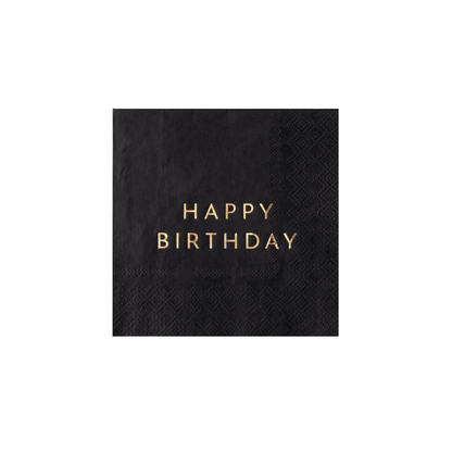 BLACK NOIR HAPPY BIRTHDAY COCKTAIL NAPKINS - Bria Blair Creative