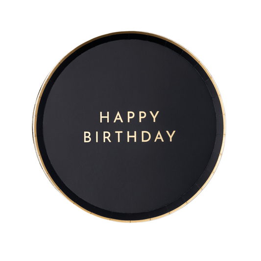 BLACK NOIR HAPPY BIRTHDAY SMALL PLATES - Bria Blair Creative