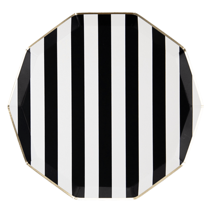 BLACK NOIR SIGNATURE CABANA STRIPE PLATES - Bria Blair Creative