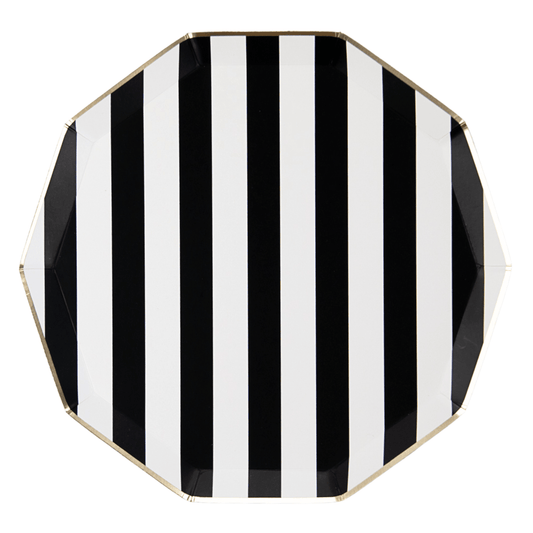 BLACK NOIR SIGNATURE CABANA STRIPE PLATES - Bria Blair Creative