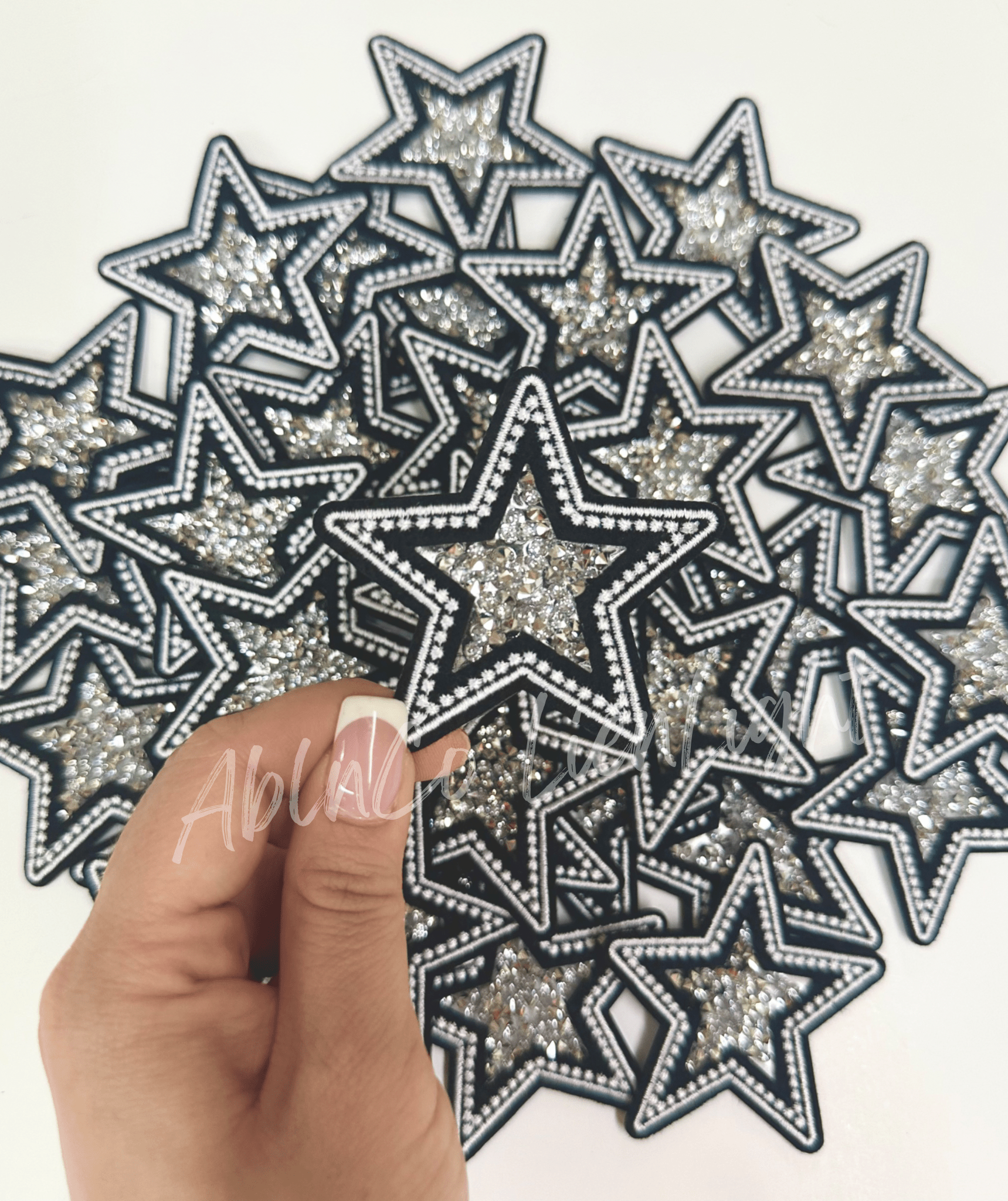 Black rhinestone star embroidery patch trucker hat patches - Bria Blair Creative