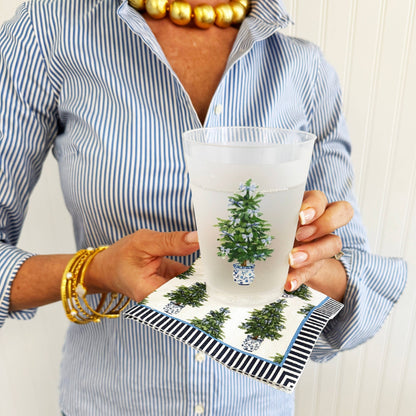 Blue Bows Christmas Tree Cocktail Napkins | Pack of 20 - Bria Blair Creative