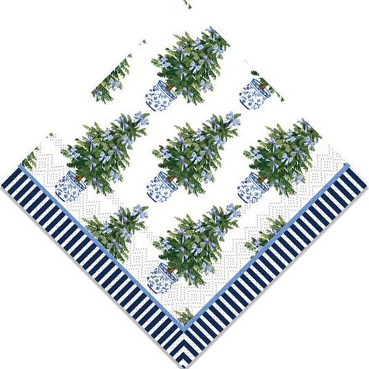Blue Bows Christmas Tree Cocktail Napkins | Pack of 20 - Bria Blair Creative
