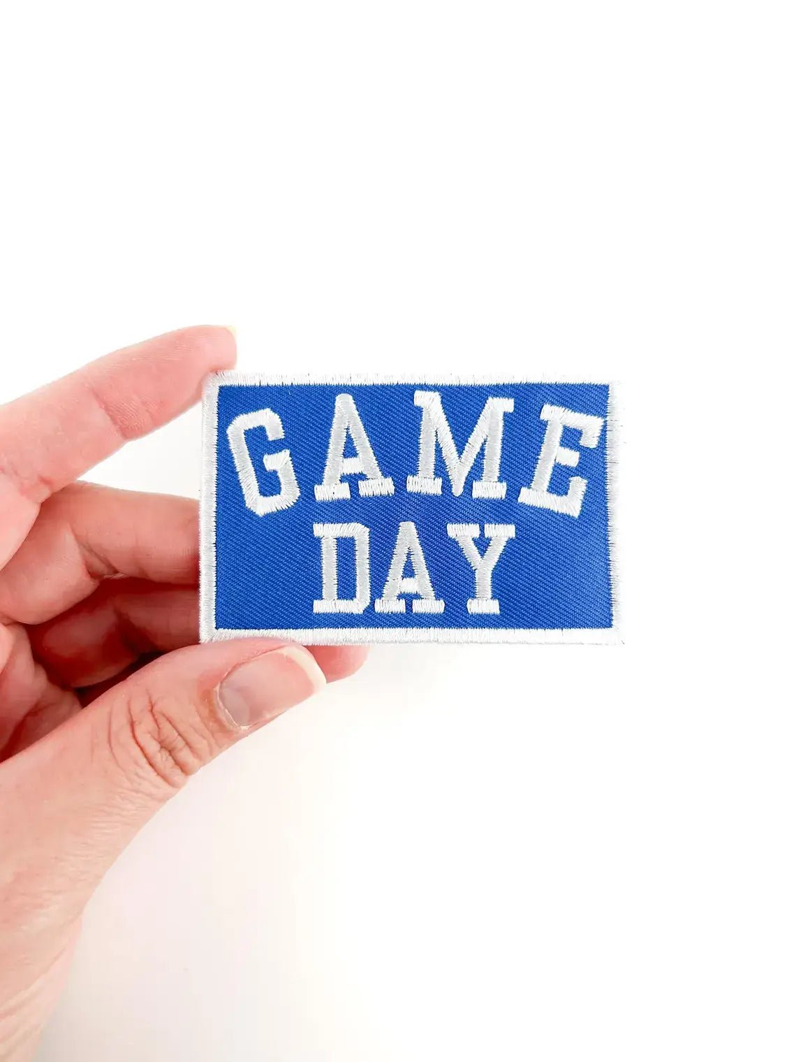 Blue Game Day Embroidered Iron - On Patch Football Tailgate - Bria Blair Creative
