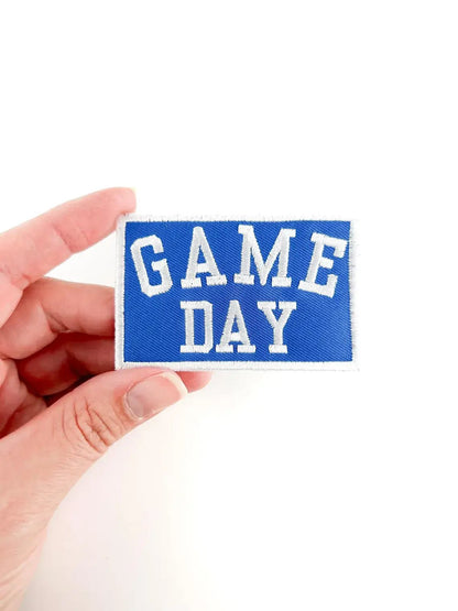 Blue Game Day Embroidered Iron - On Patch Football Tailgate - Bria Blair Creative