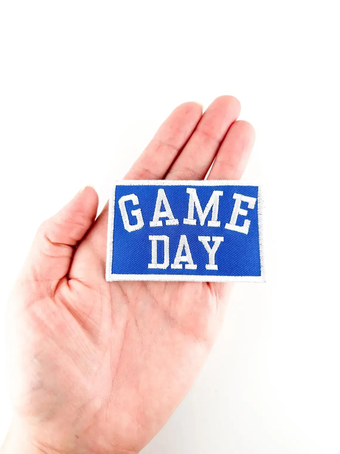 Blue Game Day Embroidered Iron - On Patch Football Tailgate - Bria Blair Creative