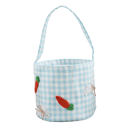 Blue Gingham Beaded Easter Basket - Bria Blair Creative