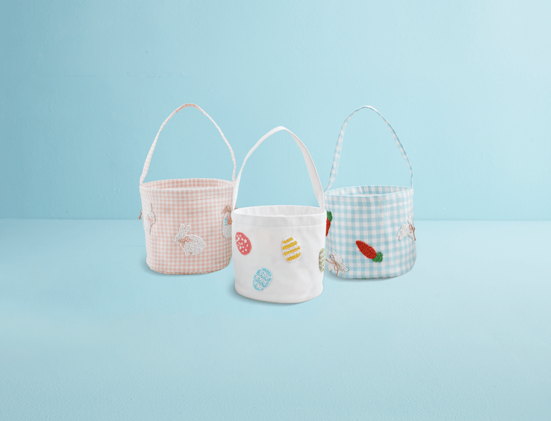 Blue Gingham Beaded Easter Basket - Bria Blair Creative
