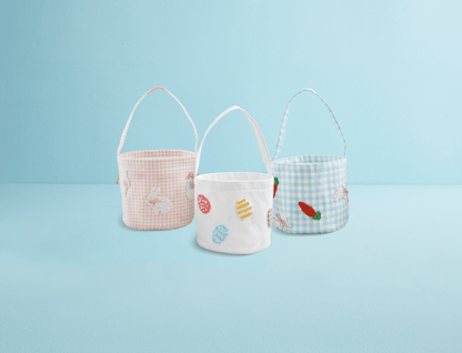 Blue Gingham Beaded Easter Basket - Bria Blair Creative