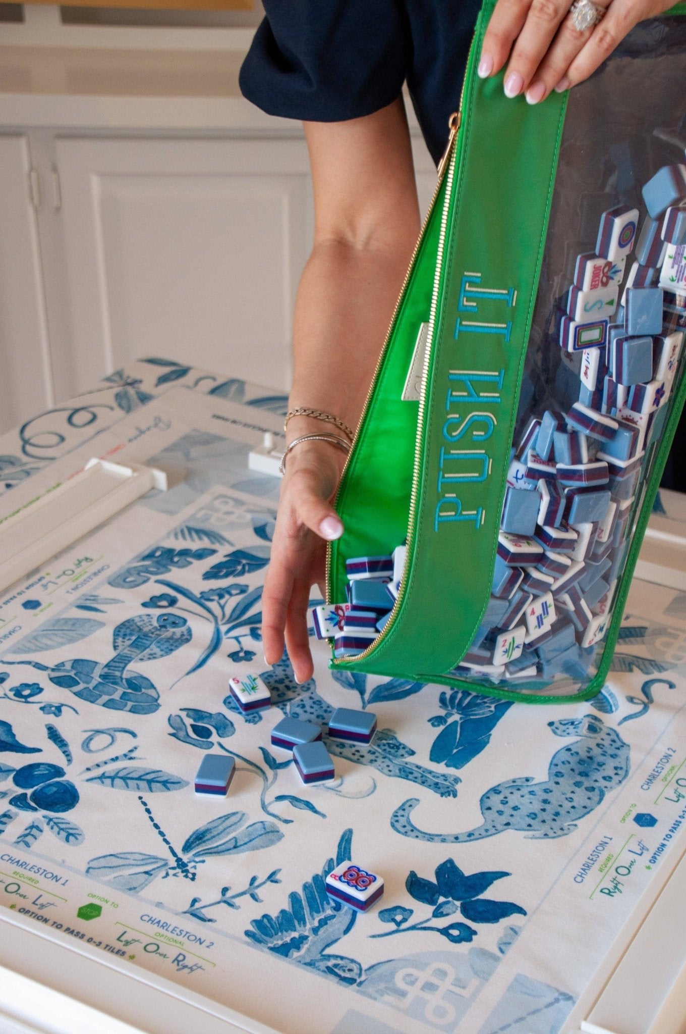 Blue Instructional Mahjong Tablecloth - Bria Blair Creative