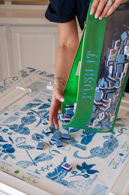 Blue Instructional Mahjong Tablecloth - Bria Blair Creative