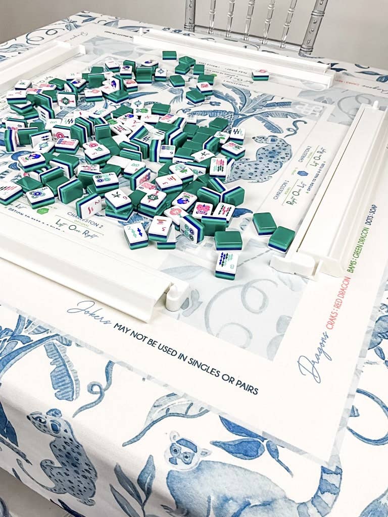 Blue Instructional Mahjong Tablecloth - Bria Blair Creative