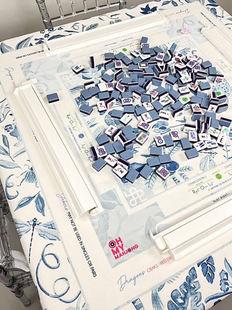 Blue Instructional Mahjong Tablecloth - Bria Blair Creative